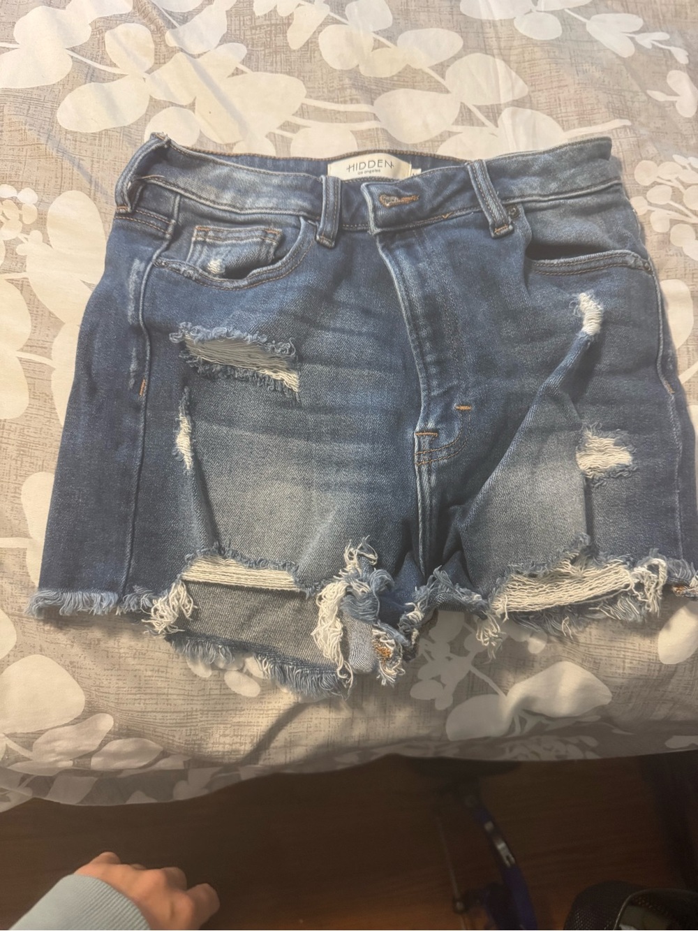 Hidden Denim Distressed Blue Jean Shorts